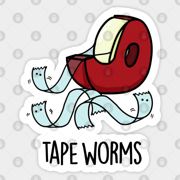 Tape Worms Funny Celophane Tape Puns Sticker by punnybone